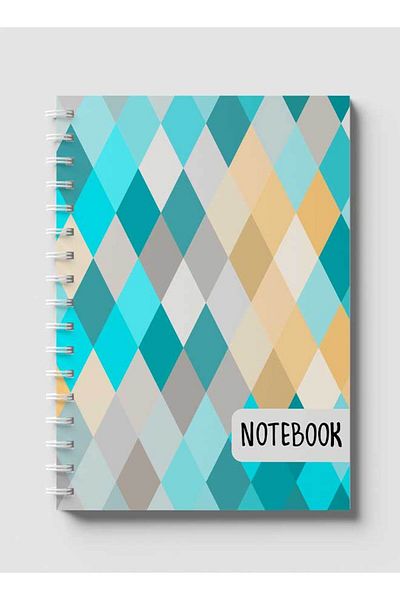 LOWHA Spiral Notebook with Front and Back Hard Covers Featuring Seamlesss Rhombuses Design