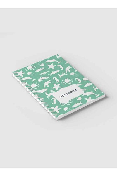 LOWHA Spiral Notebook with Front and Back Hard Covers Featuring Sea Ocean Theme Design