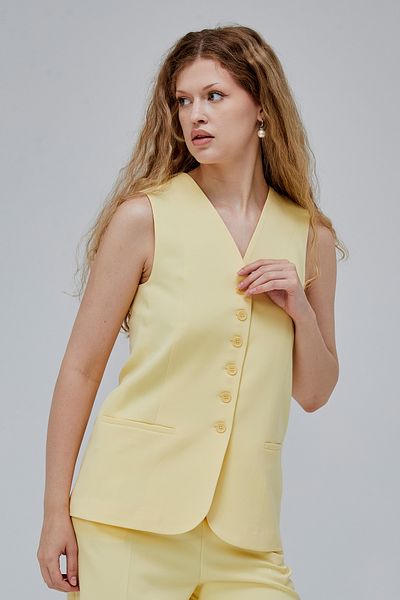 Bolivente Yellow Buttoned Regular Lined Woven Vest