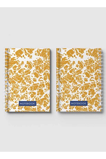 LOWHA Spiral Notebook with Front and Back Hard Covers Featuring Gold Abstract Texture Design