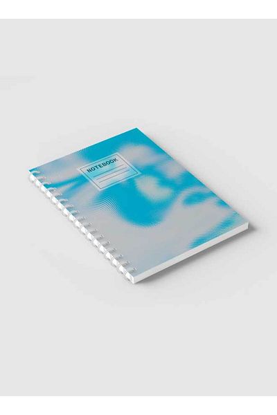 LOWHA Spiral Notebook with Front and Back Hard Covers Featuring Abstract Blue Texture Design