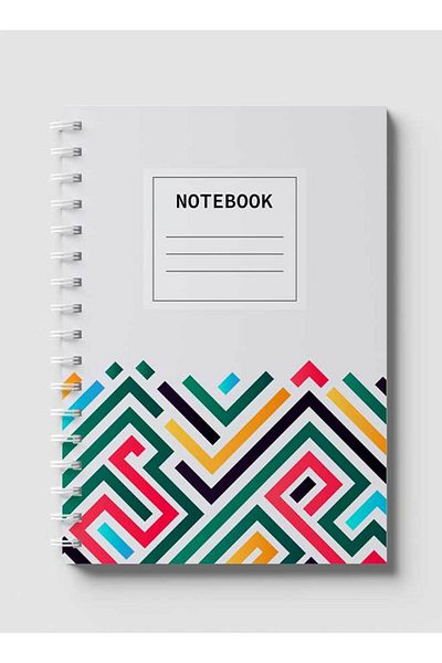 LOWHA Spiral Notebook with Front and Back Hard Covers Featuring Abstarct Colored Lines Design