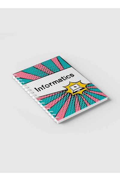 LOWHA Spiral Notebook with Front and Back Hard Covers Featuring Informatics Design