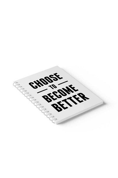LOWHA Spiral Notebook with Front and Back Hard Covers Featuring Choose to Become Better Design