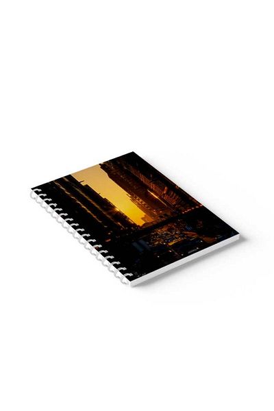 LOWHA Spiral Notebook with Front and Back Hard Covers Featuring Sunset on the City Design