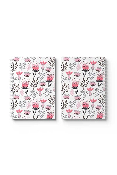 LOWHA دفتر ملاحظات حلزوني مع غلافين أمامي وخلفي صلبين بتصميم زهور