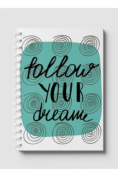 LOWHA Spiral Notebook with Front and Back Hard Covers Featuring Follow Your Dream Doodle Design