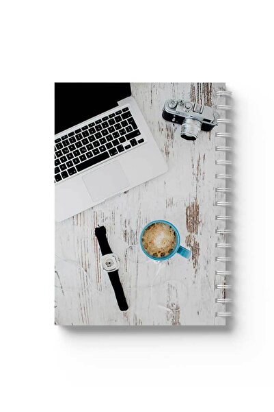 LOWHA دفتر ملاحظات حلزوني مع غلافين أمامي وخلفي صلبين بتصميم كمبيوتر محمول عل...