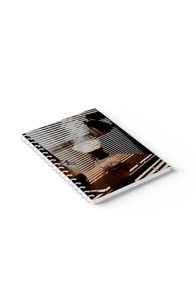 LOWHA Spiral Notebook with Front and Back Hard Covers Featuring Coffee Design