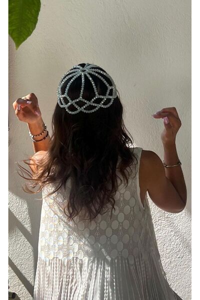 SHİNELİZE Kristal detaylı gelin saç aksesuarı, el yapımı tasarım saç aksesuarı