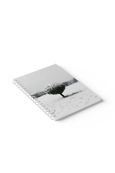 LOWHA Spiral Notebook with Front and Back Hard Covers Featuring Tree in the Snow Design