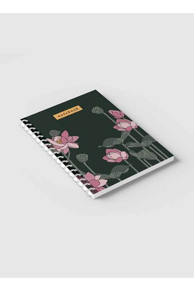 LOWHA Spiral Notebook with Front and Back Hard Covers Featuring Flowers Design