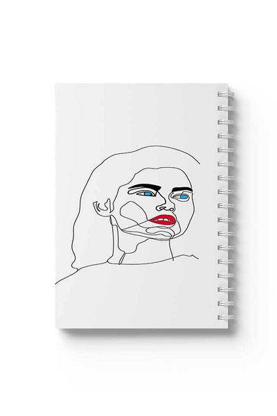 LOWHA Spiral Notebook with Front and Back Hard Covers Featuring Painted Girl Design