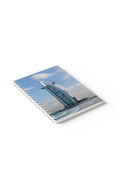 LOWHA Spiral Notebook with Front and Back Hard Covers Featuring Burj Al Arab Design