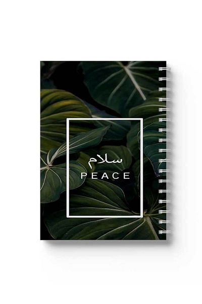 LOWHA Spiral Notebook with Front and Back Hard Covers Featuring Peace Design