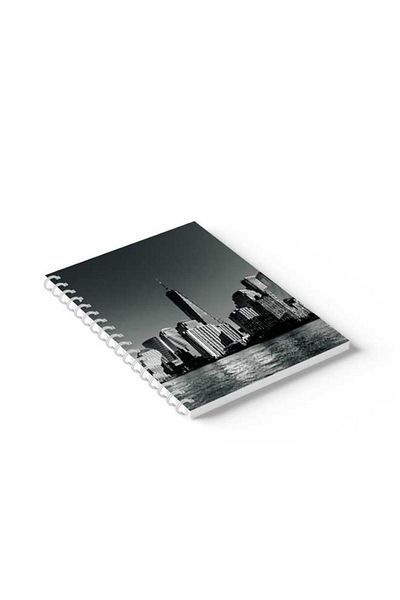 LOWHA Spiral Notebook with Front and Back Hard Covers Featuring City View Design