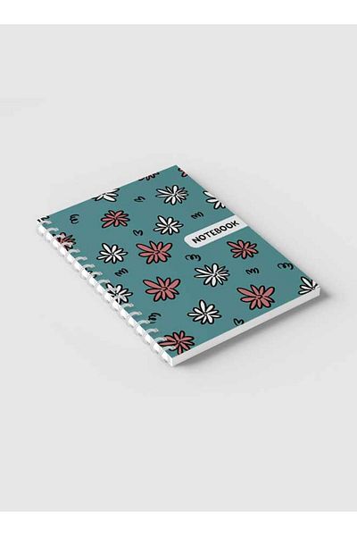 LOWHA Spiral Notebook with Front and Back Hard Covers Featuring Floral Design