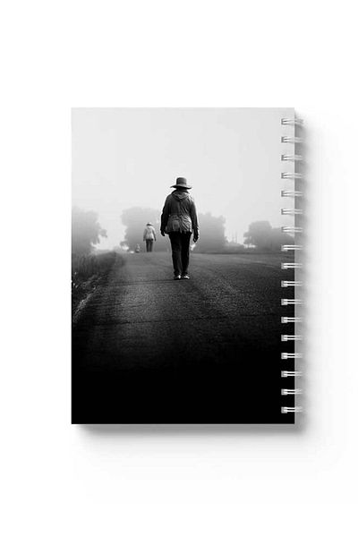 LOWHA Spiral Notebook with Front and Back Hard Covers Featuring Walking Alone Design