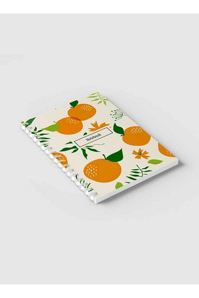 LOWHA Spiral Notebook with Front and Back Hard Covers Featuring Orange Vector Design