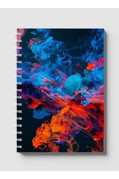 LOWHA Spiral Notebook with Front and Back Hard Covers Featuring Abstract Colored Smokes Design