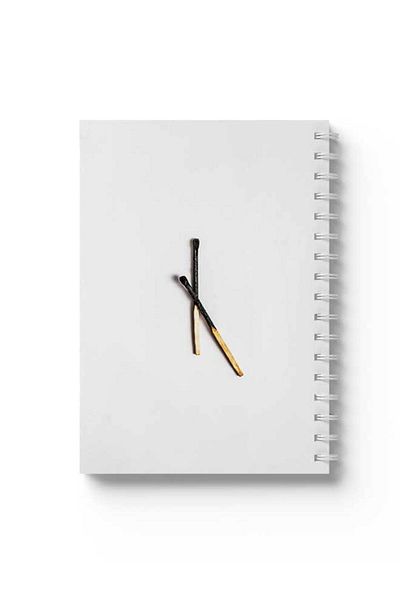 LOWHA Spiral Notebook with Front and Back Hard Covers Featuring Burnt Design