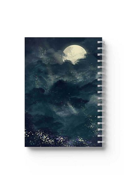 LOWHA Spiral Notebook with Front and Back Hard Covers Featuring Into the Night Design