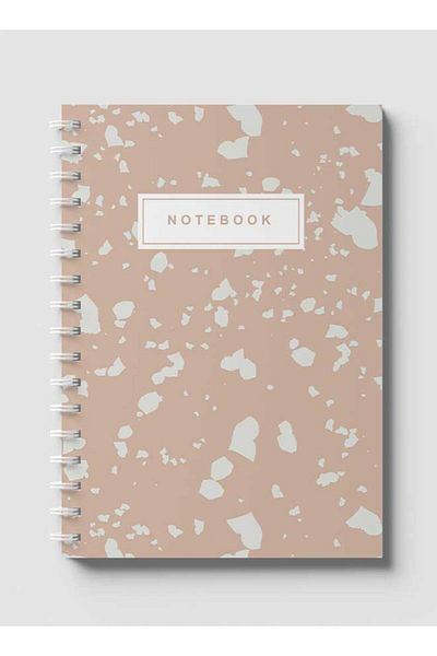 LOWHA Spiral Notebook with Front and Back Hard Covers Featuring Terrazzo Style Design