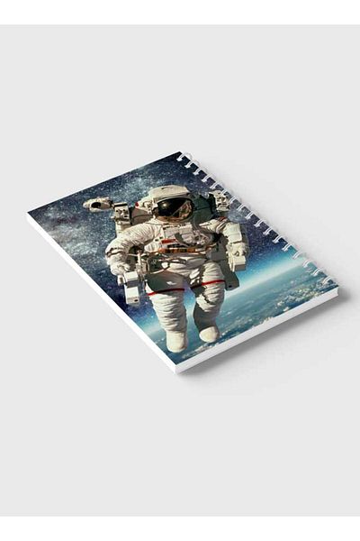 LOWHA Spiral Notebook with Front and Back Hard Covers Featuring Astronaut Design