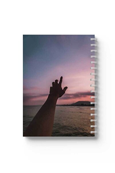 LOWHA دفتر ملاحظات حلزوني مع غلافين أمامي وخلفي صلبين بتصميم "Hand to Sky"