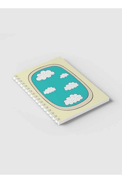 LOWHA Spiral Notebook with Front and Back Hard Covers Featuring Doodle Window Airplane Design