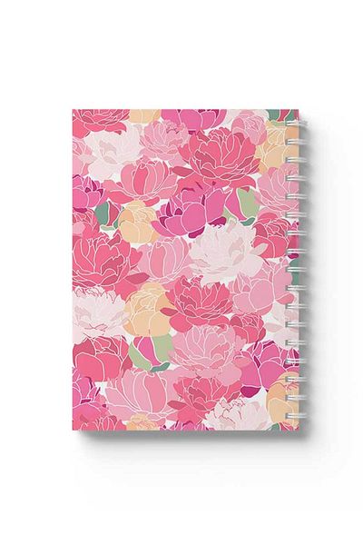 LOWHA Spiral Notebook with Front and Back Hard Covers Featuring Flowers Design