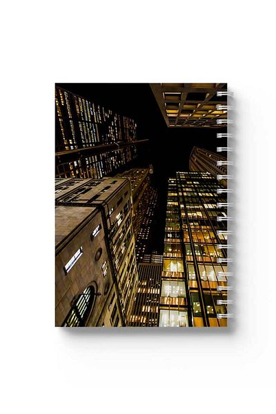 LOWHA Spiral Notebook with Front and Back Hard Covers Featuring City Buildings Design