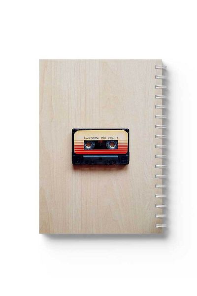 LOWHA Spiral Notebook with Front and Back Hard Covers Featuring Mix Tape Design