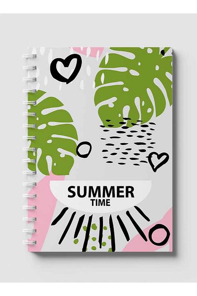 LOWHA Spiral Notebook with Front and Back Hard Covers Featuring Summer Time Design