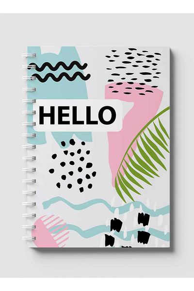 LOWHA Spiral Notebook with Front and Back Hard Covers Featuring Hello Design