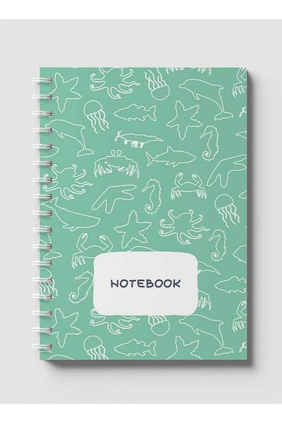 LOWHA Spiral Notebook with Front and Back Hard Covers Featuring Sea Ocean Theme Design