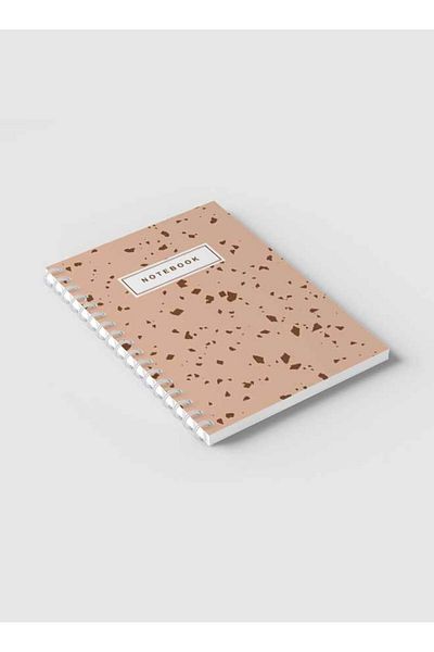 LOWHA Spiral Notebook with Front and Back Hard Covers Featuring Terrazzo Style Design