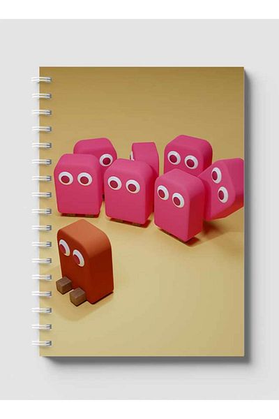 LOWHA Spiral Notebook with Front and Back Hard Covers Featuring Cartoon D Shape Design
