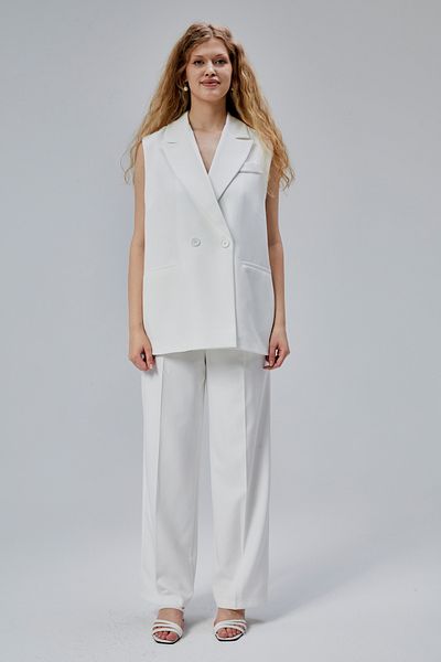 Bolivente Ecru Oversize Double Breasted Collar Lined Vest