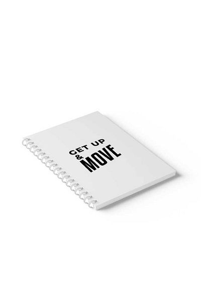 LOWHA Spiral Notebook with Front and Back Hard Covers Featuring Get Up And Move Design