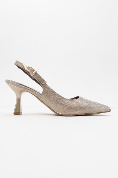 CCWAY AYAKKABI Women's High Heel Shoes Gold Wavy