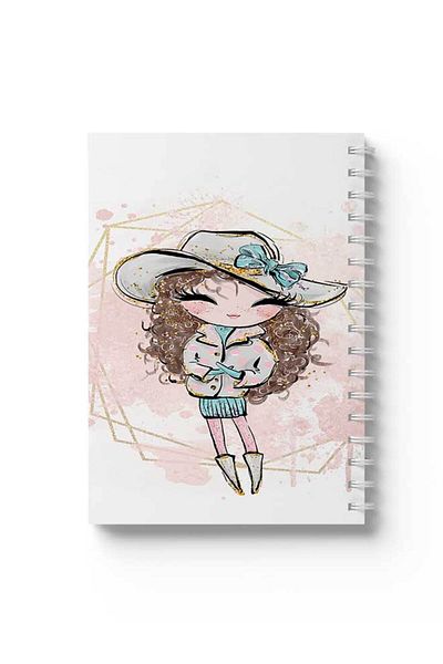 LOWHA Spiral Notebook with Front and Back Hard Covers Featuring Painted Girl Design