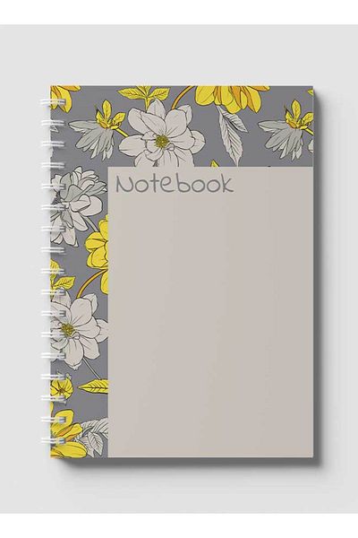 LOWHA Spiral Notebook with Front and Back Hard Covers Featuring Abstract Floral Vector Design