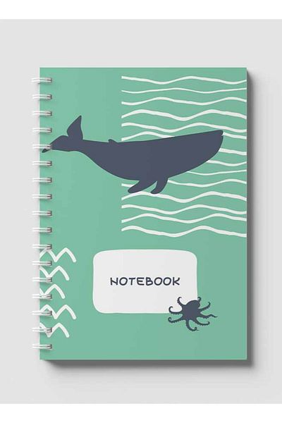 LOWHA Spiral Notebook with Front and Back Hard Covers Featuring Ocean Abstract Design