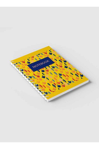 LOWHA Spiral Notebook with Front and Back Hard Covers Featuring Floral Yellow Design