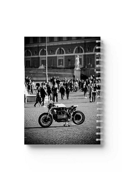 LOWHA Spiral Notebook with Front and Back Hard Covers Featuring Motorcycle Design