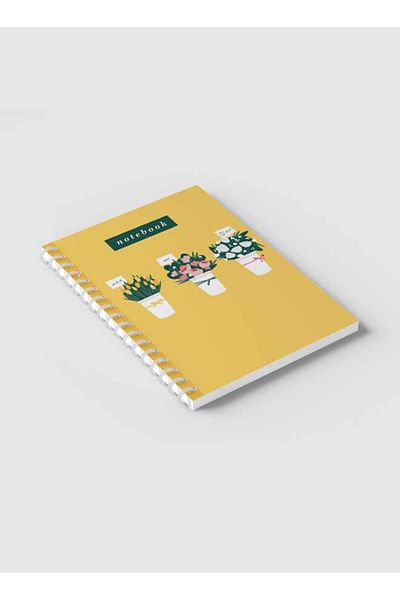 LOWHA Spiral Notebook with Front and Back Hard Covers Featuring Floral Vases Design