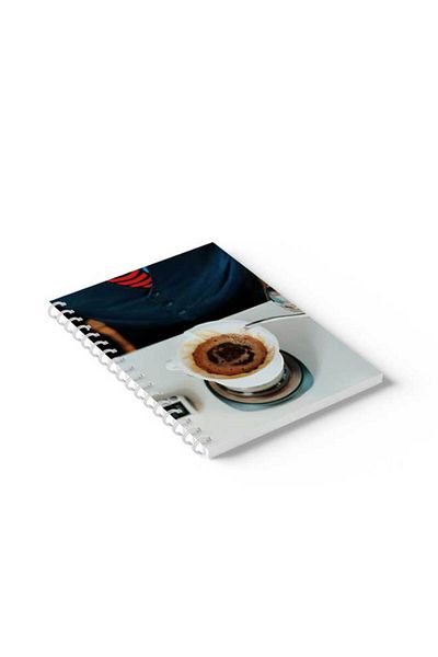 LOWHA Spiral Notebook with Front and Back Hard Covers Featuring Coffee Design