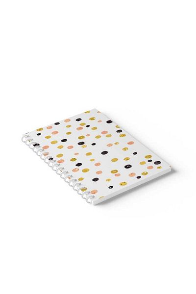 LOWHA Spiral Notebook with Front and Back Hard Covers Featuring Dots Design