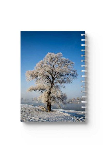 LOWHA Spiral Notebook with Front and Back Hard Covers Featuring Snow Tree Design